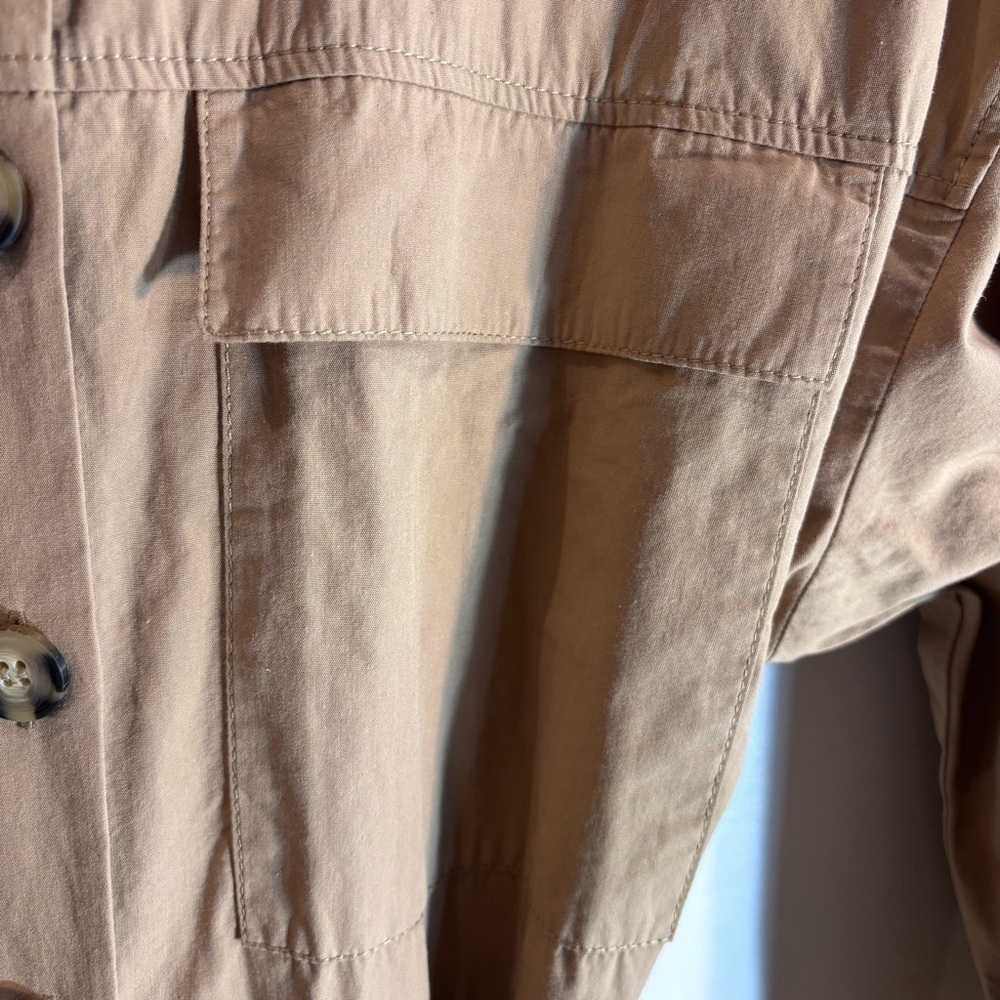 ZARA Sz L Boiler Suit Tan Belted Jumpsuit long Sleeve Patch Pockets Loose Leg - Picture 6 of 10